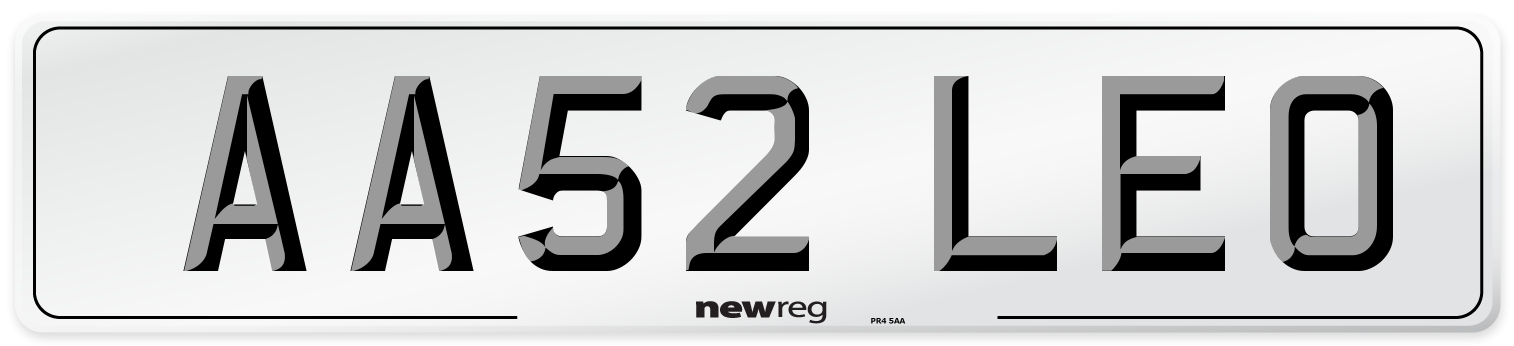 AA52 LEO Number Plate from New Reg